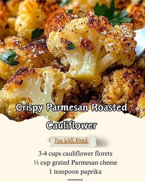 Chef Carla Hall 🍜🥘🍞 | Crispy Parmesan Roasted Cauliflower | Facebook Cauliflower With Parmesan Cheese, Recipes With Parmesan Cheese, Parmesan Roasted Cauliflower, Grandma's Recipes, Cauliflower Dishes, Veggie Side Dishes, Cauliflower Recipes, Vegetable Sides, Healthy Side Dishes