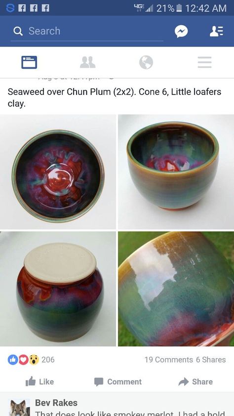 Nice glaze More Cool Glaze Combinations, Potters Choice Glazes, High Fire Glaze Combinations, Cone 6 Glaze Combinations, Cone 5 Glaze Combinations, Seaweed Glaze Combinations, Mayco Stoneware Glaze Combinations, Clay Glaze Ideas, Chun Plum Glaze Combinations