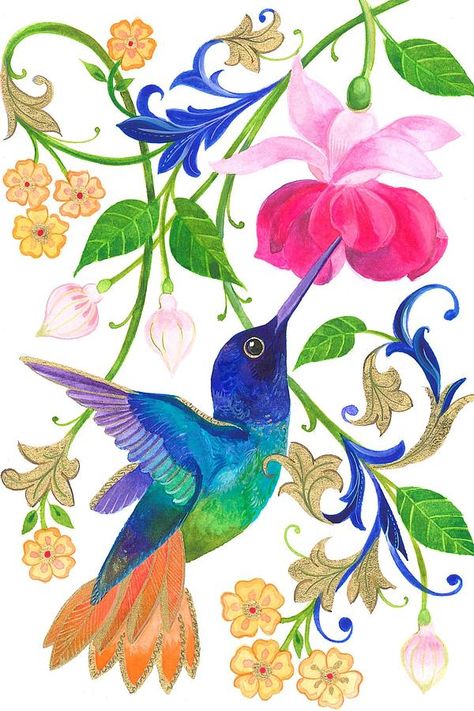 Hummingbird Artwork, Hummingbird Illustration, Feeding Birds, Hummingbird Pictures, Fuchsia Flower, Artfully Walls, Animal Art Prints, Artist Wall, Animal Doodles