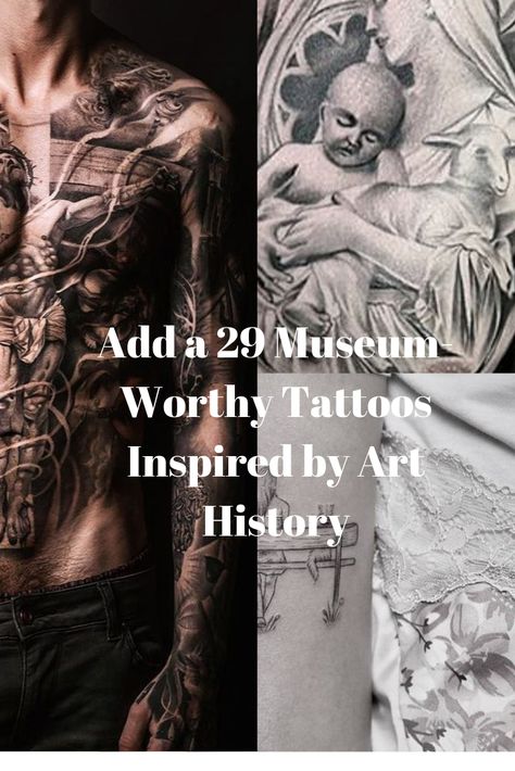 29 Museum-Worthy Tattoos Inspired by Art History Tattoo Famous Painting, Famous Painting Tattoos, Famous Artwork Tattoo, Historical Tattoos, Painting Tattoos, History Tattoos, Painting Tattoo, Famous Artwork, Famous Paintings