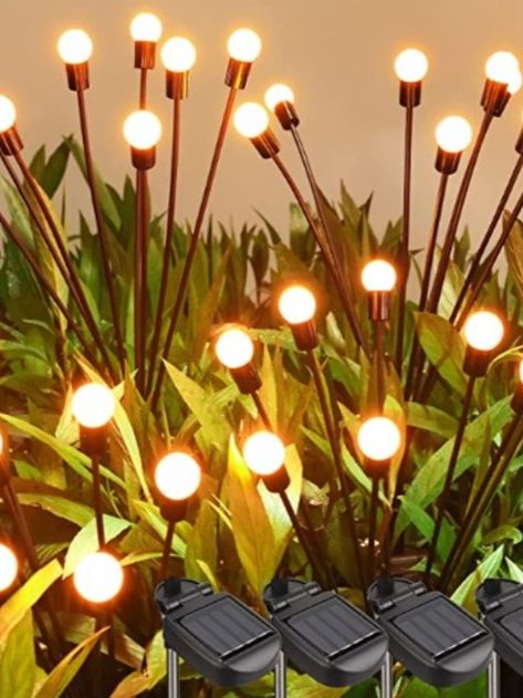 Solar Swaying Firefly Lights: Our solar garden lights are designed with soft and flexible wires to swaying and dancing with the wind, looks like a cluster of fireflies flying in the courtyard. The dancing fireflies add a lot of vitality to your garden, create a romantic atmosphere. Solar Yard Lights, Solar Garden Lights, Firefly Lights, Outdoor Lighting Landscape, Garden Christmas, Outdoor Garden Decor, Garden Lights, Garden Pathway, Solar Garden