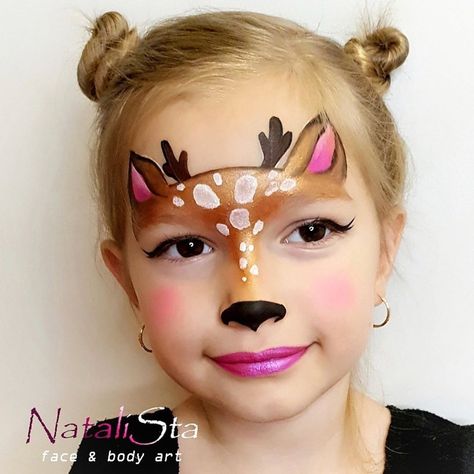 Everything Face And Body Art on Instagram: “Simply perfect, fast and easy! 💜❤️💙 Natalis Art at @natalistabodyart #sillyfarm #facepaint #facepainter #facepainters #facepainting #…” Quick Face Painting Ideas For Kids, Deer Face Paint, Dinosaur Face Painting, Easy Face Painting Designs, Obličejové Masky, Bodysuit Tattoos, Animal Face Paintings, Festival Face Paint, Christmas Face Painting