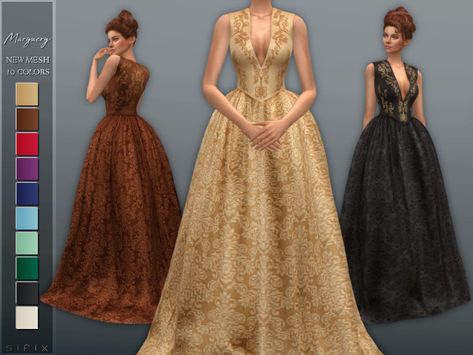 Inspired by Margaery Tyrell's wedding dress. Found in TSR Category 'Sims 4 Female Formal' Margaery Dress, Dr Dresses, Sims Fashion, Los Sims 4 Mods, Sims Medieval, Medieval Clothes, Pelo Sims, Sims 4 Dresses, Female Clothes