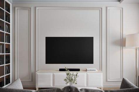 CITY PARK :: Behance Wainscoting Ideas Living Room Tv, Wainscoting Tv Wall Ideas, Wainscoting Tv Wall, Wainscoting Living Room Tv Wall, Panelling Tv Wall, Classic Tv Wall, Wainscoting Living Room, Deco Tv, Tv Unit Interior Design