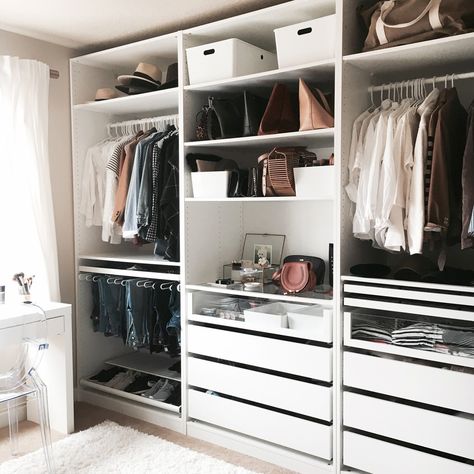 Ikea Pax Wardrobe | Crystalin Marie Apartment Closet Organization, Pax Closet, Organized Closet, Ikea Wardrobe, Ikea Closet, Ikea Pax Wardrobe, Walking Closet, Open Closet, Pax Wardrobe