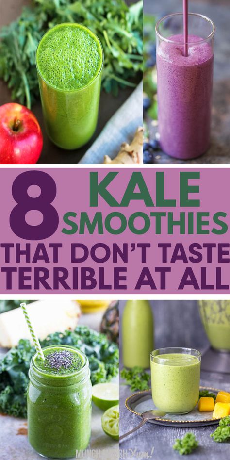 Kale Smoothies, Kale Smoothie Recipes, Smoothies Vegan, Clean Snacks, Kale Smoothie, Detox Drinks Recipes, Avocado Smoothie, Easy Smoothie Recipes, Easy Smoothies