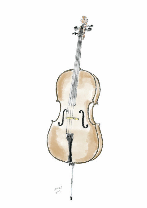 Cello Art Paintings, Wednesday Cello Drawing, Orchestra Drawing Art, Cello Art Drawing, Chello Drawing, Cello Watercolor, Cello Sketch, Cello Aesthetic Wallpaper, Orchestra Drawing