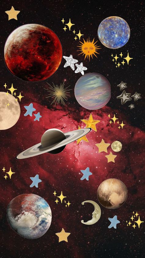 Spacecore Wallpaper Laptop, Space Core Aesthetic Wallpaper, Vintage Space Aesthetic, Space Wallpaper Collage, Outer Space Aesthetic, Space Collage, Galaxy Collage, Outer Space Background Aesthetic, Cool Space Backgrounds