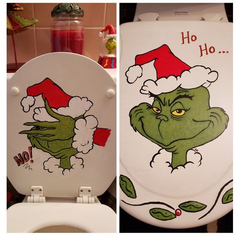 Grinch Bathroom Decorations, Diy Grinch Bathroom, Grinch Bathroom Ideas, Grinch Bathroom Decor Diy, Grinch Christmas Bathroom Decor, Grinch Apartment Decor, The Grinch Bathroom Decor, Grinch Bathroom Decor, Grinch Toilet