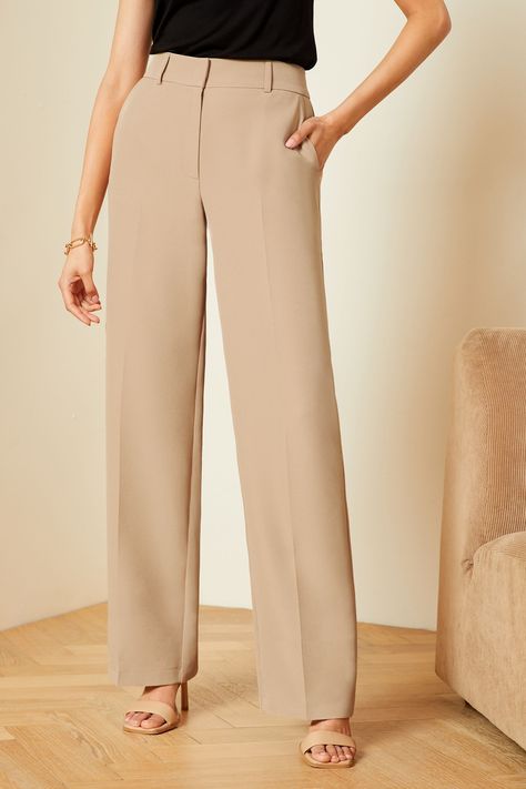 Tailored trousers with a flattering wide leg and fitted high waist. Available in a range of classic and trendy colours. High waisted. Wide leg fit. Side pockets. Main 95% Polyester, 5% Elastane. Lining 100% Polyester. Formal Pants Design Women, Womens Formal Pants, Formal Trousers Women, Formal Pants Women, Cotton Pants Women, Diy Fashion Scarf, Love Roses, High Waisted Wide Leg Pants, Formal Pants