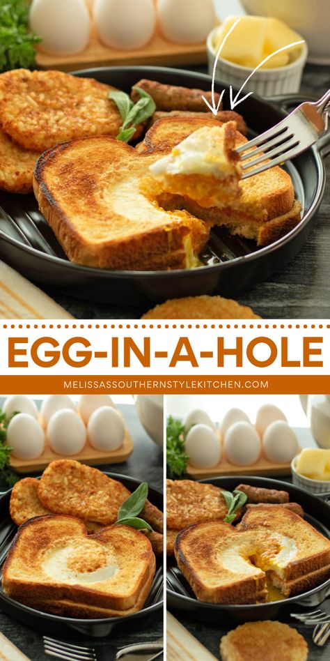 Start the day with a classic! This Egg-in-a-Hole is a simple yet satisfying option for morning breakfast ideas. Made with eggs cooked inside a slice of bread, seasoned with salt and black pepper, it’s quick, easy, and always a crowd-pleaser! Perfect Over Easy Egg, Easy Recipes With Eggs, Egg And Bread Breakfast, Quick Egg Breakfast Ideas, Non Egg Breakfast Ideas, Breakfast Eggs Ideas, No Egg Breakfast, Breakfast Egg Recipes, Ways To Eat Eggs