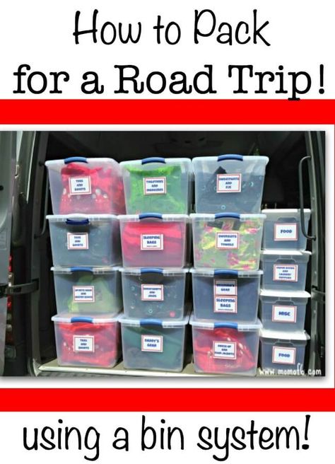 When traveling by car I find that I can be much more organized and efficient if I pack for a road trip using a system of bins and shopping bags to hold all of our clothes, toiletries, and other items that we will need for our adventure. Road Trip Organization, Pack For A Road Trip, Pack For A Trip, Road Trip Outfit, Road Trip Food, Travel Prep, Road Trip Activities, Road Trip Snacks, Cross Country Road Trip