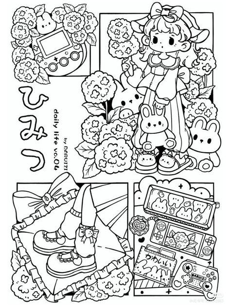 Cute Detailed Drawings, Bee And Puppycat Coloring Pages, Bratz Coloring Pages Aesthetic, Cute Coloring Pages Aesthetic Easy, Coloring Pages Japanese, Cute Anime Coloring Pages, Coloring Pages Hello Kitty, Cute Aesthetic Coloring Pages, Things To Color