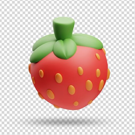 Farming Game, 3d Strawberry, Bubble Fruit, 3d Things, Fruit Icons, Fruit Cartoon, Fruits Drawing, Casual Art, Egg Tart