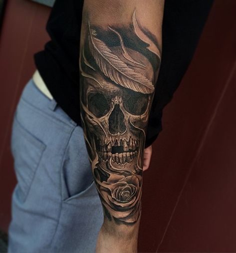 Skull tattoo on sleeve for men - 100 Awesome Skull Tattoo Designs  <3 <3 Skull Sleeve Tattoos, Skull Sleeve, Wild Tattoo, Skeleton Hand Tattoo, Tattoos Geometric, Geniale Tattoos, Skull Tattoo Design, Tattoo Sleeve Designs, Arm Tattoos For Guys