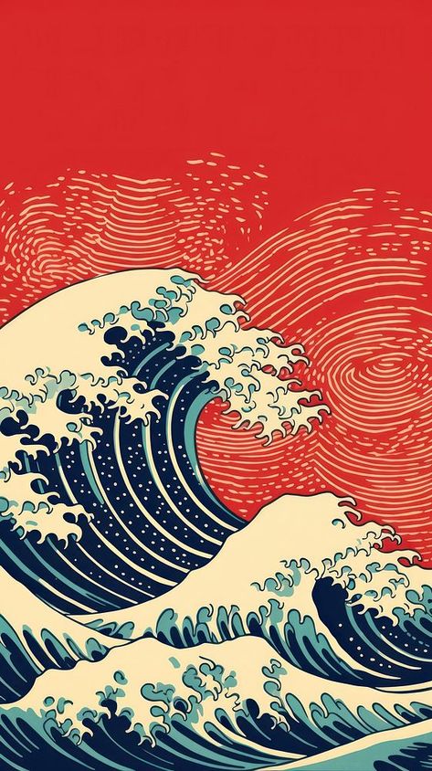 Japanese wave pattern nature ocean.  | premium image by rawpixel.com / Teddy Wave Japanese, Japanese Wave Pattern, Wallpaper Japanese, Japanese Background, Japanese Wallpaper, Japanese Theme, Period Art, Japanese Wave, Wave Illustration