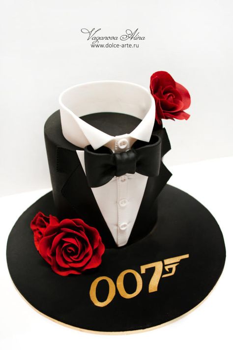 Bond cake by Alina Vaganova James Bond Cake, Tuxedo Cake, Cake Wrecks, Birthday Cakes For Men, Cakes For Men, Boy Birthday Cake, Novelty Cakes, Gorgeous Cakes, Grooms Cake