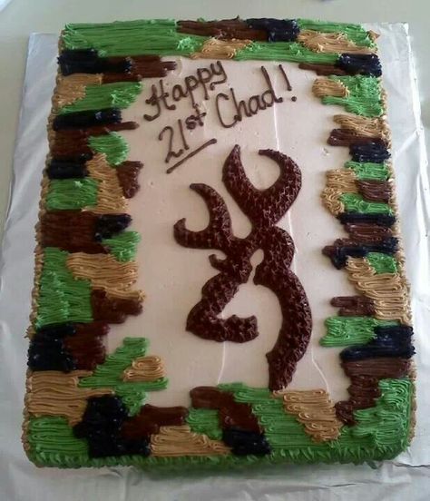 Deer cake Camo Cookie Cake, Hunting Cupcakes, Deer Hunting Cake, Camo Cake, Deer Cake, Hunting Cake, Deer Cakes, Camo Birthday, Birthday Sheet Cakes