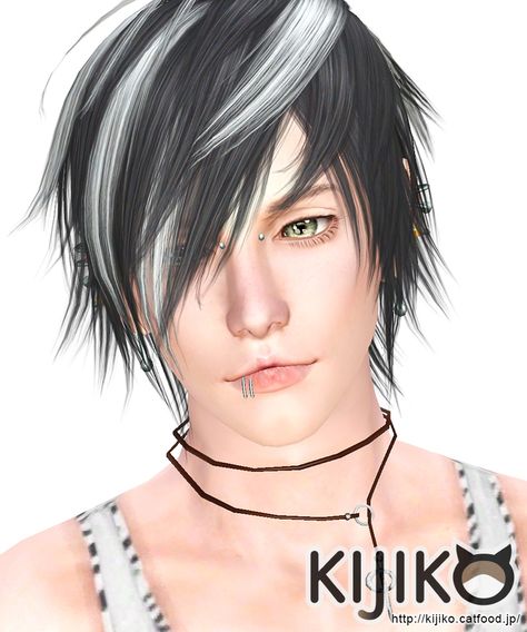 White Toyger Kitten hairstyle for him by Kijiko for Sims 3 - Sims Hairs - http://simshairs.com/white-toyger-kitten-hairstyle-for-him-by-kijiko/ Sims 3 Male Hair, Toyger Kitten, Emo Boy Hair, 3 Hairstyles, Emo Hairstyle, Sims 4 Hair Male, Sims 3 Mods, Sims 4 Anime, Pelo Sims