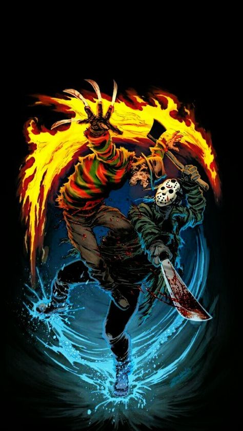 Jason Wallpaper, Freddy Vs Jason, Robert Englund, Horror Fanatic, Slasher Movies, Horror Movie Icons, Jeepers Creepers, A Nightmare On Elm Street, Horror Movie Art