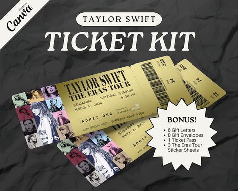 Taylor Concert Ticket Swiftie Gifts, Taylor Swift Tickets, Taylor Concert, 1989 Taylor Swift, Eras Tour Merch, Concert Gift, Era Tour, Concert Ticket, Swift Concert