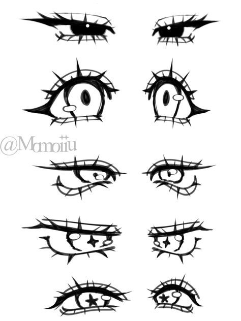 Mischievous Eyes Drawing, Lip Refrences Drawings, Goth Eyes Drawing, How To Draw Different Types Of Eyes, Emo Eyes Drawing, 5 Character Pose, Different Eye Art Styles, Gacha Eyes Drawing, Mouth Ideas Drawing