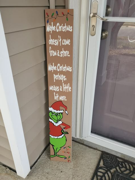 Grinch Porch, Grinch Sign, Grinch Design, Porch Diy, Grinch Decorations, Whoville Christmas, Christmas Wooden Signs, Grinch Christmas Decorations, Movie Quote