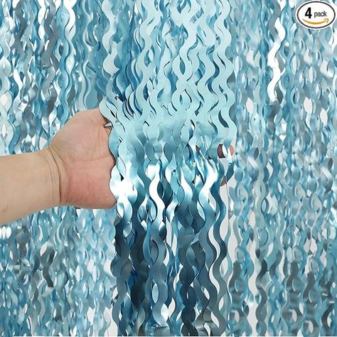 Amazon.com : 4 Pack Wavy Blue Foil Fringe Curtain 3.3x6.6 Feet | Blue Streamers Tinsel Backdrop for Under The Sea Party Decorations | Ocean Backdrop | Mermaid Birthday Decorations : Electronics Blue Streamers, Tinsel Backdrop, Under The Sea Party Decorations, Sea Party Decorations, Foil Fringe Curtain, Ocean Backdrop, Under The Sea Decorations, Ocean Theme Birthday, Mermaid Birthday Decorations