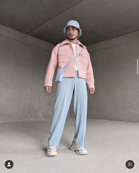 Pastel Mens Fashion, Pastel Outfit Men, Modelling Photography, Minimal Streetwear, Black Men Fashion Casual, Aesthetic Outfits Men, Fashion Network, Lit Outfits, Color Combinations For Clothes