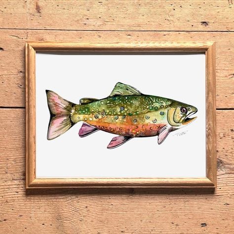 LittleMossCottageEco - Etsy Canada Earthy Art, Boys Room Wall Decor, Speckled Trout, Trout Art, River Fish, Fly Fishing Art, Water River, Art Fish, Colourful Art