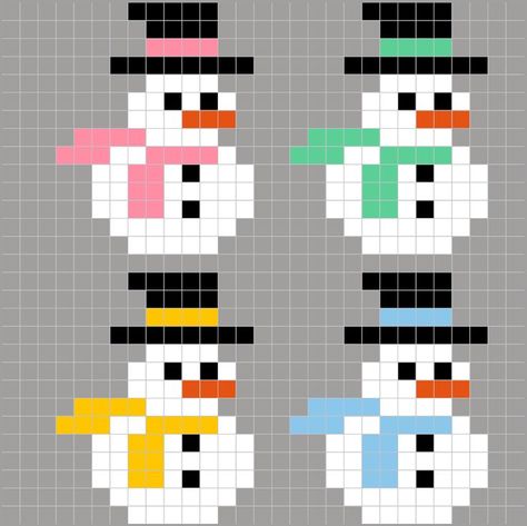 Patrones de Hama Beads. ✅ En Navidad puedes hacer esta plantilla de muñecos de nieve para decorar ⛄. ✅ ¡Descárgala ahora! Snowman Hama Beads, Pixel Art Noel, Christmas Ornament Template, Christmas Perler Beads, Kawaii Cross Stitch, Modele Pixel Art, Doodle Pages, Easy Pixel Art, Pixel Art Templates