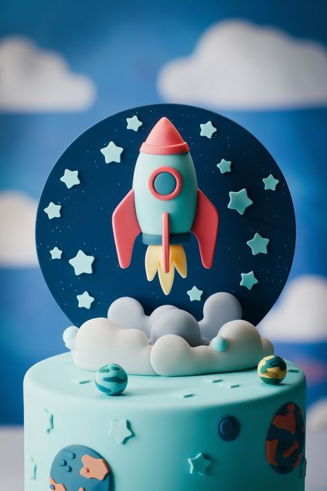 25+ Planets Cake Ideas Perfect for Little Astronomers First Birthday Space Theme, Space Cake Ideas, Cosmic Cake, First Birthday Space, Space Theme Cake, Space Theme Party Decorations, Rocket Ship Cakes, Solar System Cake, Rocket Cake