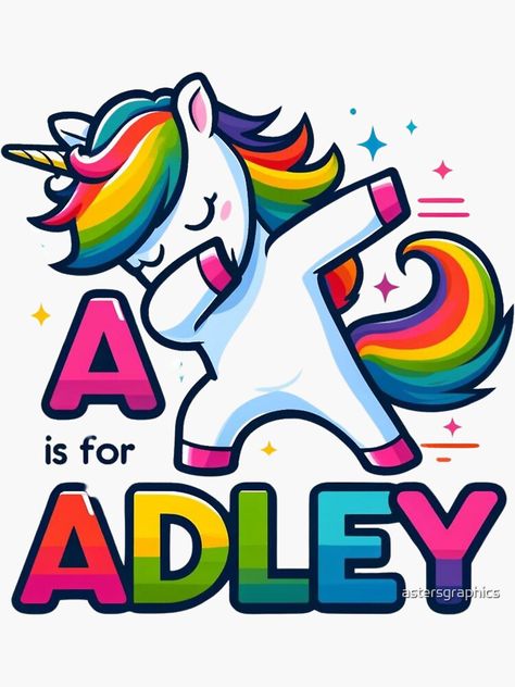 A For Adley, Rainbow Unicorn, Fun Stickers, Pet Bandana, Dad Hats, Sticker Design, Vinyl Sticker, Rainbow, Collage