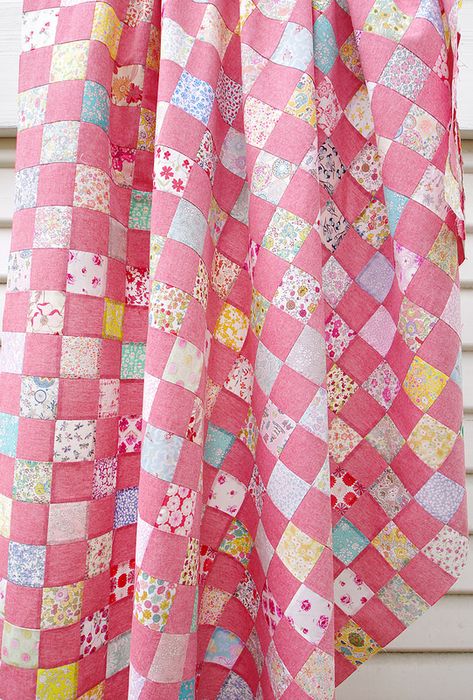 Checkerboard Quilt, Liberty Quilt, Red Pepper Quilts, Pink Quilt, Postage Stamp Quilt, Scrappy Quilt Patterns, Quilt Care, Cute Quilts, Scrap Quilt Patterns