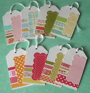 Nette Scrapreste-Verwertung! Scrapbook Paper Projects, Mini Album Scrap, Scrapbook Embellishments Diy, Paper Scraps, Embellishment Diy, Card Embellishments, Gift Tags Diy, Scrapbook Tag, Handmade Gift Tags