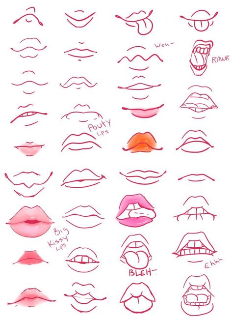 Couple Drawing, Mouth Drawing, Drawing Tutorial Face, Drawing Eyes, Drawing Faces, Lips Drawing, Drawing Expressions, Concept Art Drawing, Pencil Art Drawings