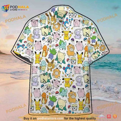 Pokemon Cute Poke Seamless Pattern Funny 3D Hawaiian Shirt Check more at https://podhalastore.com/product/pokemon-cute-poke-seamless-pattern-funny-3d-hawaiian-shirt/ Pokemon Cute, Snoopy Birthday, Pokemon Gifts, Cartoon Gift, Movie Gift, Merry Christmas Shirts, Anime Gifts, Tropical Pattern, Summer Fabrics