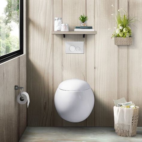 Since we all spend time on the commode, why not feel stylish? I love this compact wall-mounted, fashionable flusher! What a perfect size and shape for tiny house living, or compact guest bath. Dual Flush Toilet, Toilet Wall, Wall Hung Toilet, Toilet Tank, Wall Mounted Toilet, One Piece Toilets, Flush Toilet, Toilet Bowl, Wood Bridge