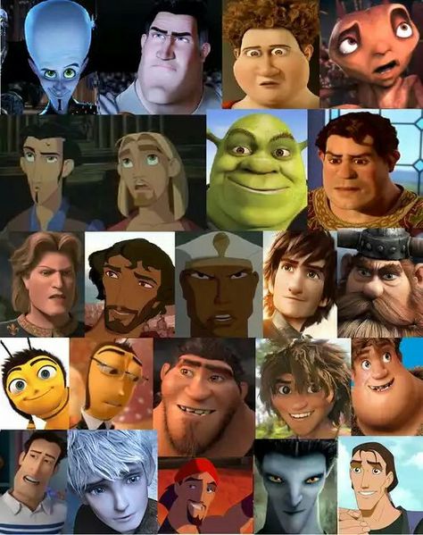 Dreamworks Male Characters Not including Madagascar, Kung Fu Panda, the Penguins, Oh from Home, Trolls' Branch and some other Male Animated Characters, Oh From Home, Hear Me Out Characters Male, Dreamworks Villains, Male Disney Characters, Megamind Movie, Trolls Branch, Brown Hair Cartoon, 30 Day Art Challenge