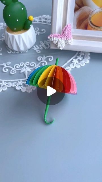 paper crafts creator on Instagram: "Let’s make a simple and beautiful rainbow umbrella together! #parentchildhandcraft #handmade #diy #handmade #origami  paper craft  ideas" Umbrella Diy Craft, Umbrella Craft For Kids, Origami Paper Craft, Umbrella Craft, Rainbow Umbrella, Paper Umbrella, Folding Paper, Paper Umbrellas, Paper Craft Ideas