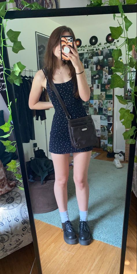 Oxford And Dress Outfit, Simple Loafers Outfit, Loafers Dress Outfit Summer, Summer Outfits With Mary Janes, Brandy Melville Dress Outfit, Mary Jane Summer Outfit, Loafer Summer Outfit, Chunky Oxfords Outfit, Chunky Loafers Outfit Summer