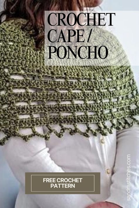 Cozy Crochet Cape Pattern - The Forest Tales - Sandra Stitches Caplet Pattern Crochet Free, Crochet Capelet Free Pattern, Crochet Cape Pattern Free, Cape Pattern Free, Caplet Pattern, Crochet Capelet Pattern, Crochet Cape Pattern, Crochet Blanket Sizes, Capelet Pattern