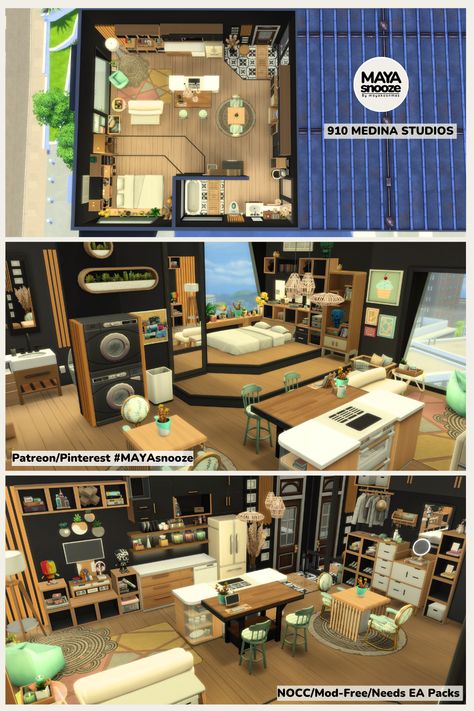 NOCC/ Mod-Free/ Needs EA Packs Sims 4 City Living Apartments, City Living Apartment, Sims 4 City Living, Living Apartment, Sims 4 House Plans, Sims 4 Houses, Building Ideas, The Sims4, City Living