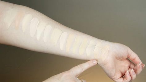 Estee Lauder Double Wear in new shade 01N Alabaster | Comparison Swatches Estee Lauder Double Wear Foundation, Nars Sheer Glow Foundation, Nars Sheer Glow, Foundation Swatches, Double Wear Foundation, Cover Fx, Glow Foundation, Estee Lauder Double Wear, Revlon Colorstay