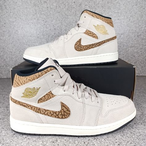 Brand New Nike Air Jordan 1 Mid Brown Elephant Sneakers - Size 10.5 Men's Experience Timeless Style With These Brand New Nike Air Jordan 1 Mid Brown Elephant Print Sneakers, Designed For The Modern Trendsetter. These Sneakers Are Sized At 10.5 Men's And Come In Pristine Condition, Complete With A Half Box (No Lid). Elevate Your Sneaker Game With These Iconic Kicks That Effortlessly Blend Fashion And Comfort. Boost Your Confidence In Purchasing From Us With Our Track Record Of Exceptional Customer Reviews. We Take Pride In Offering Fast And Reliable Shipping Services, Ensuring You Receive Your Order Promptly. #Nikeairjordan1 #Brownelephantsneakers #Menssize10.5 #Brandnewkicks #Fastshipping Customising Shoes, Air Jordan Mid, Nike Air Jordan 1 Mid, Nike Shoes Jordans, Jordan 8, Air Jordan 5 Retro, Jordan 2, Boost Your Confidence, Sneaker Games