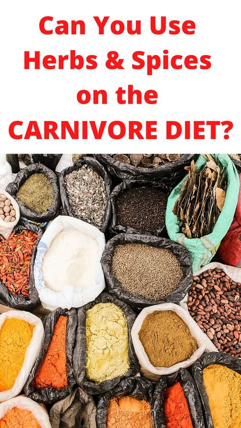 Text: Can you use herbs and spices on the carnivore diet? and an image of many bags of spices and dry herbs Meat Diet Recipes, All Meat Diet, The Carnivore Diet, Caveman Diet, Meat Diet, Homemade Spice Blends, Carnivore Diet, Homemade Spices, How To Eat Better