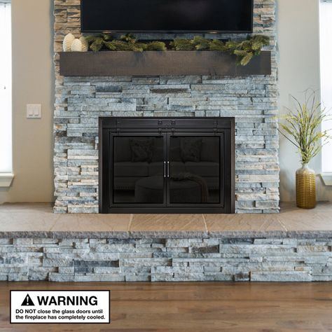 Uniflame Cabinet Style Steel Fireplace Door | Wayfair Fireplace Door, Fireplace Glass Doors, Steel Fireplace, Masonry Fireplace, Fireplace Doors, Center Point, Cabinet Style, Wood Fireplace, Open When