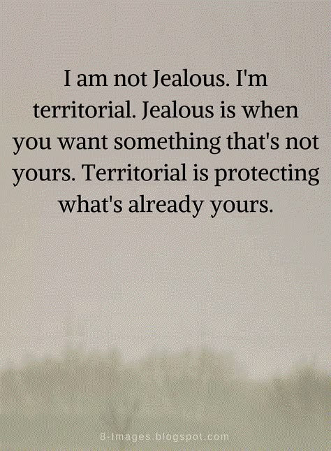 Quotes I am not Jealous. I'm territorial. Jealous is when you want something that's not yours. Territorial is protecting what's already yours. Im Jealous Quotes Relationships, I Want To Be Yours Quotes, I'm Not Jealous I'm Territorial, Not Jealous Quotes Relationships, Getting Jealous Quotes, Not Jealous Territorial, Your Not Sorry Quotes, When I Am With You, Make Them Jealous Quotes