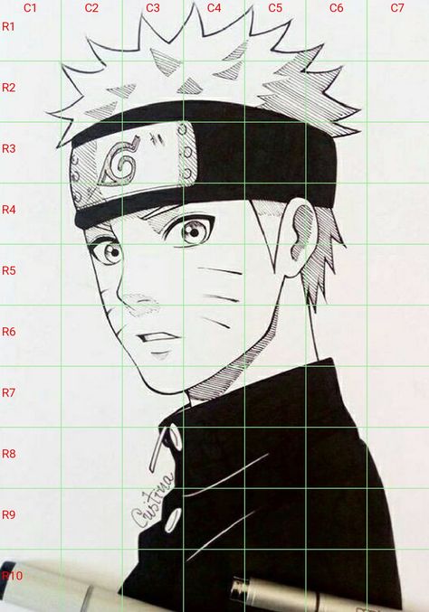 Anime Grid Drawing, Grid Drawing Ideas Easy, Grid Sketch, Drawing Grid, Cartoon Art Drawing, Anime Drawing Sketches, Naruto Sketch, Anime Boy Sketch, Dragon Ball Super Artwork