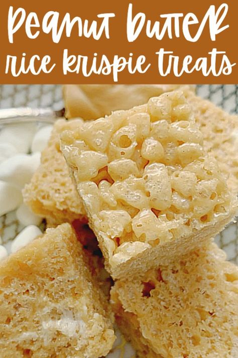 Peanut Butter Rice Krispie Treats | Foodtastic Mom #peanutbutterricekrispietreats #ricekrispietreats Egg And Cheese Crescent Rolls, Rice Krispie Treats Original Recipe, Rice Krispie Treats Recipe, Peanut Butter Rice Krispie Treats, Cheese Crescent Rolls, Krispie Treats Recipe, Tasty Dessert, Crunchy Snack, Rice Krispie Treats